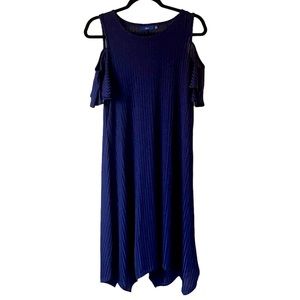 Apt. 9 sapphire blue cold shoulder handkerchief hem midi length dress size M